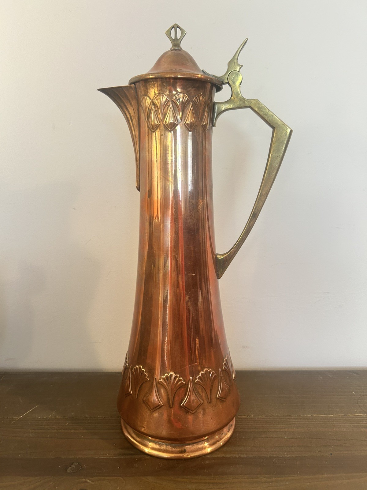 Antique WMF Art Nouveau Copper Pitcher Model 117 Jugendstil Claret Jug Rare