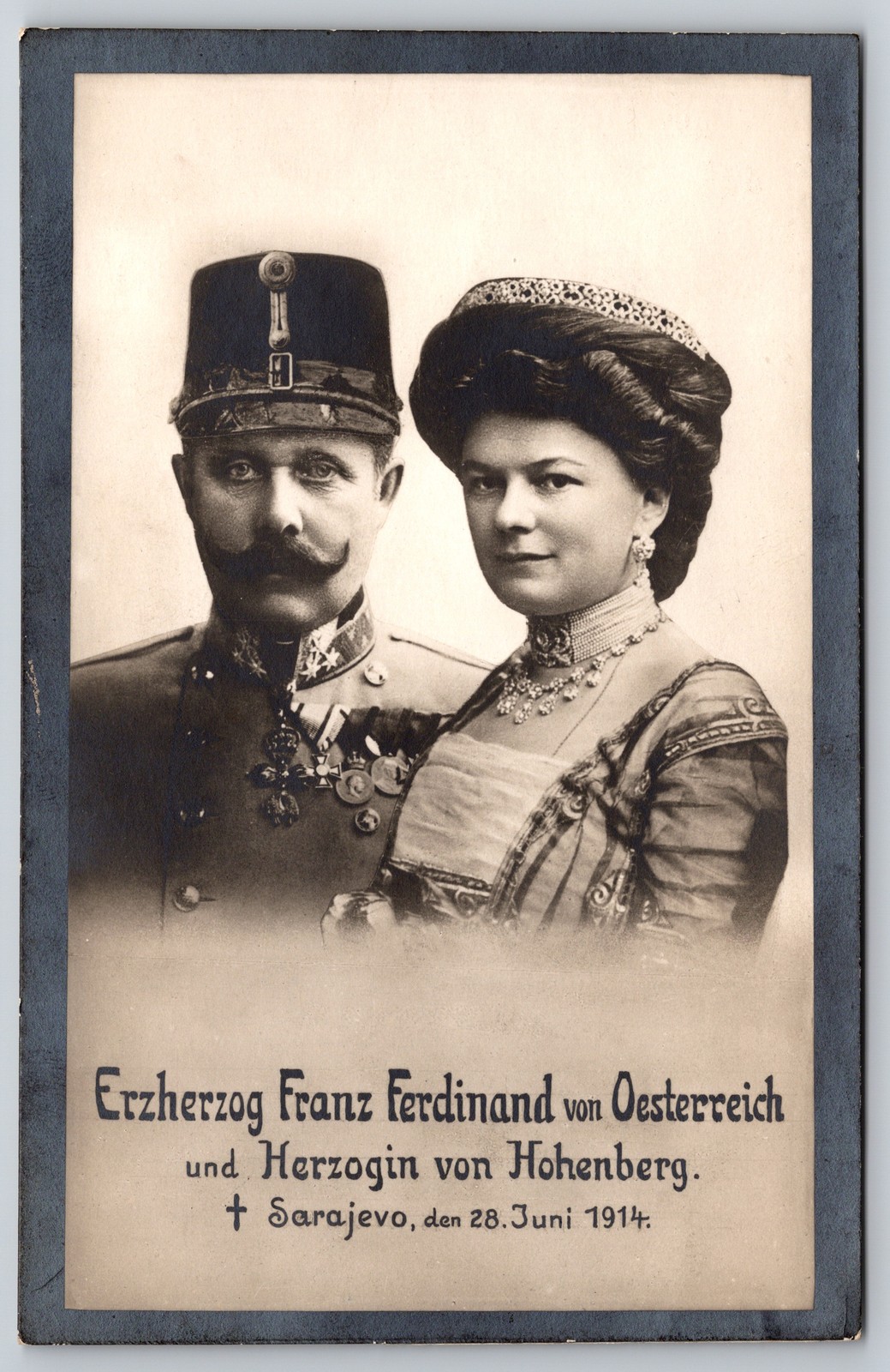 Archduke Franz Ferdinand and Sophie Hohenberg Sarajevo 1914 WWI Postcard