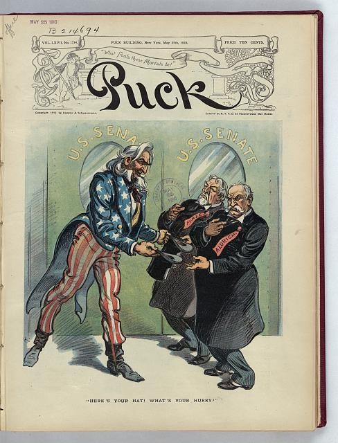 Washington DC U.S. Senate Uncle Sam Eugene Hale Nelson Aldrich 1910 Puck Cover