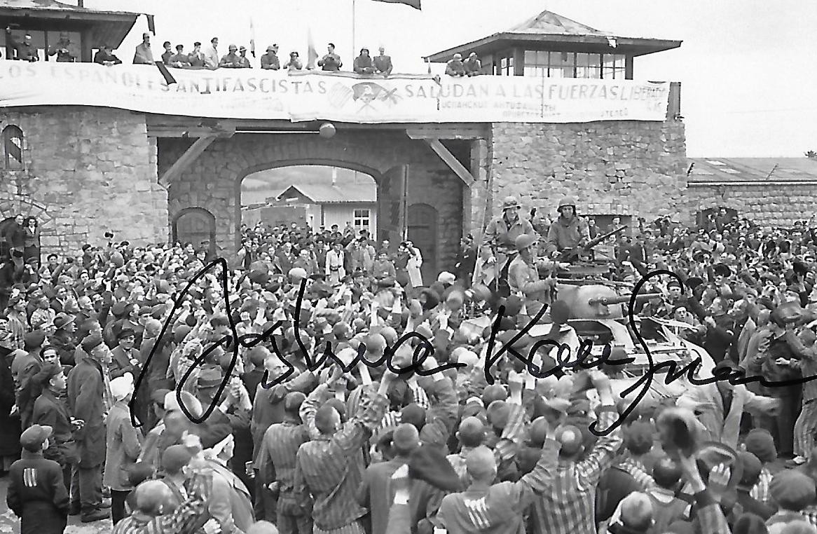 Joshua Kaufman auto 4x6 photo WW II Dachau Concentration Camp RARE COA LOOK