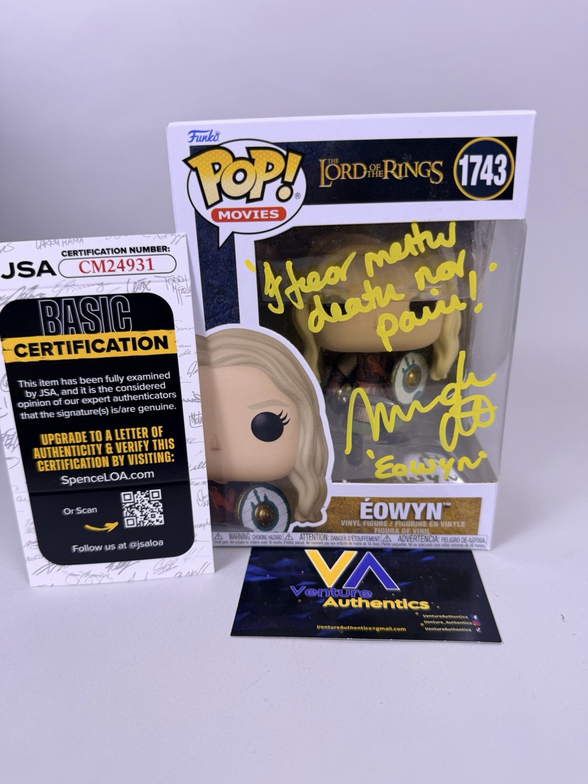 Miranda Otto Signed Eowyn Lord of The Rings Funko Pop 1743 w/ QUOTE + JSA COA