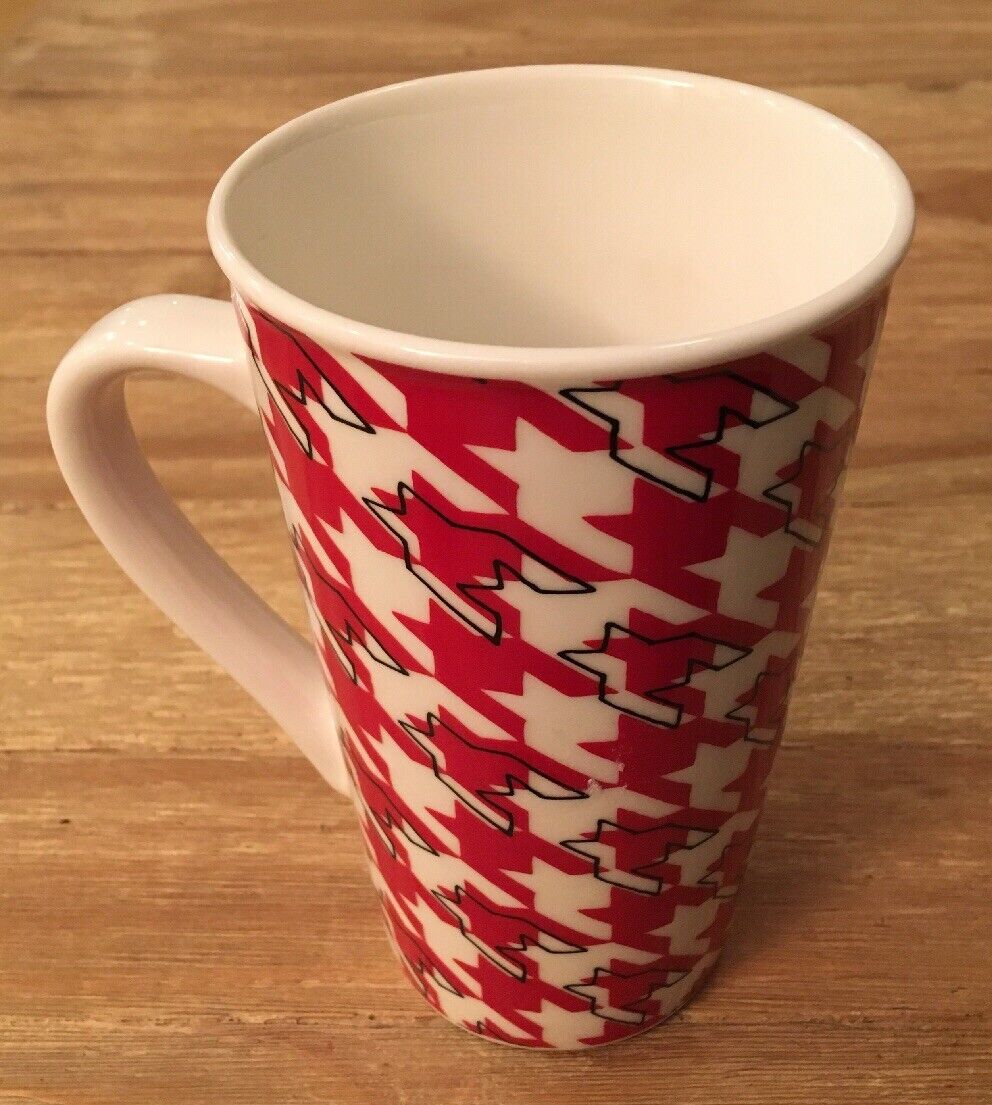 Starbucks 16 oz. Red Houndstooth Plaid Check Mug 2017 Ceramic Latte Coffee Tea