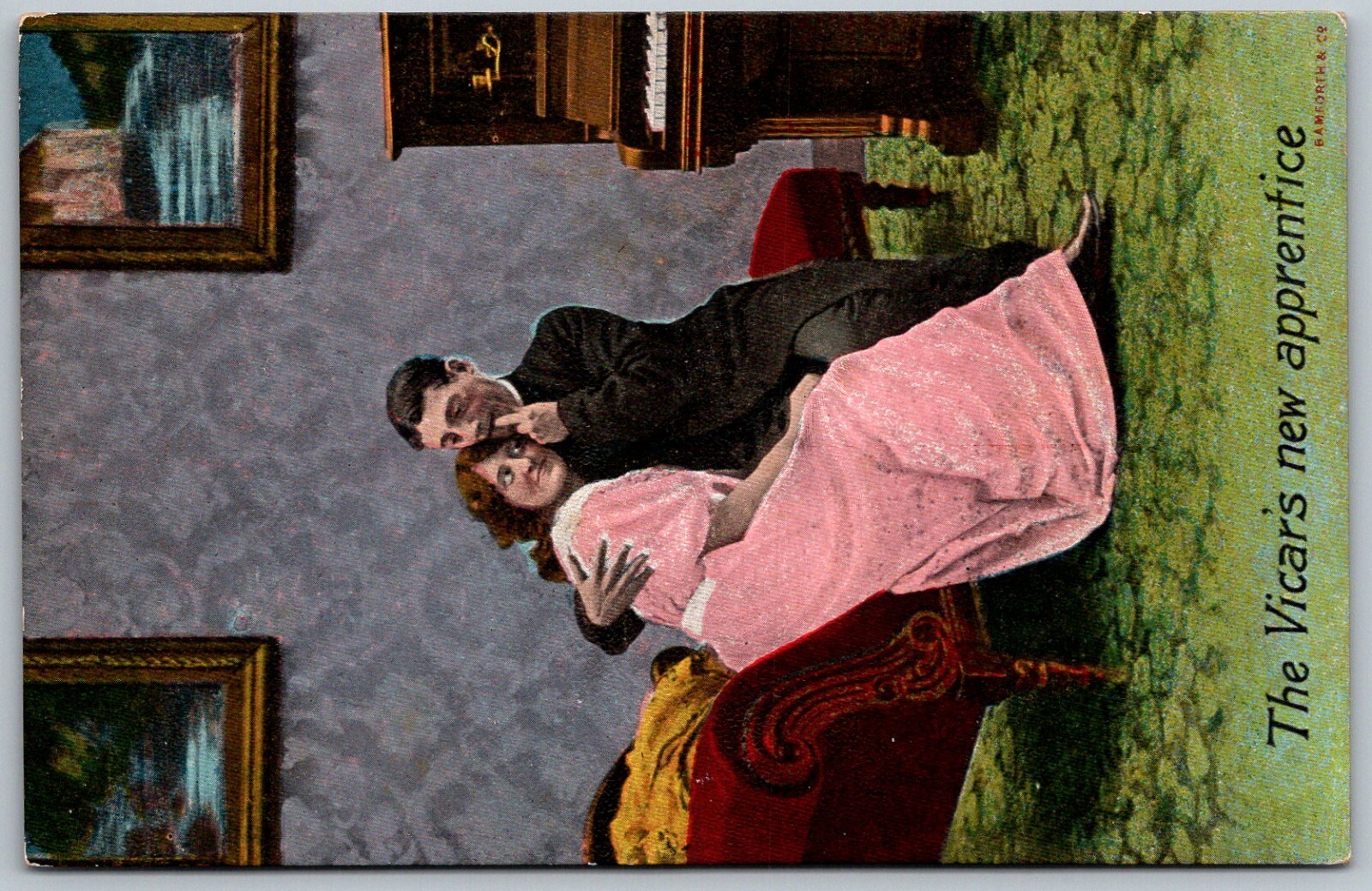 The Vicar\'s New Apprentice 1908 Bamforth Comic Postcard Lorain Ohio