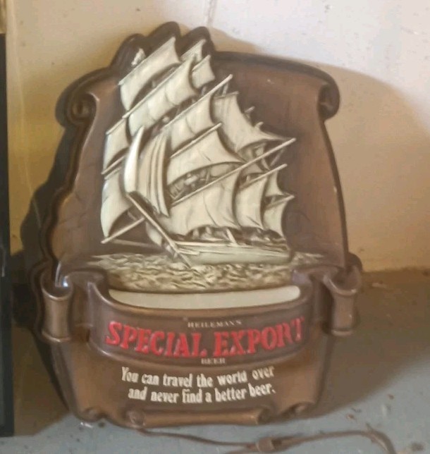 🍻🍺Vintage Heileman's Special Export Ship Beer Plastic Sign Light Works 🔥🔥