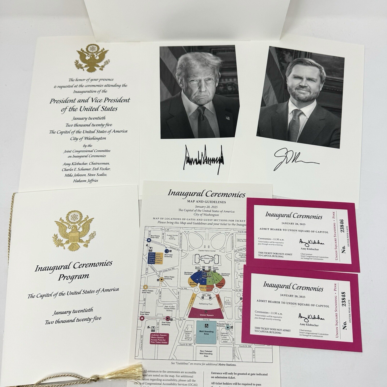 2025 Donald Trump Inauguration Invitation & Program Packet - (2) Pink Ticket Lot