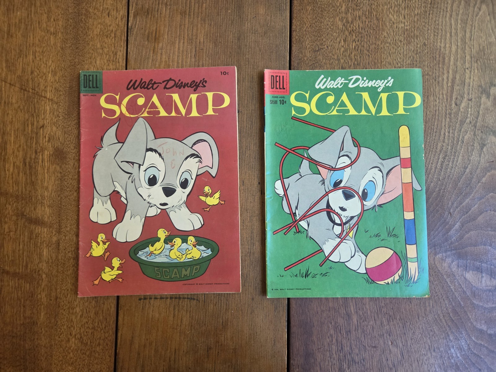 Walt Disney\'s Scamp  Dell Comics 1950 Silver Age  Original 10cent   Lot Of 2