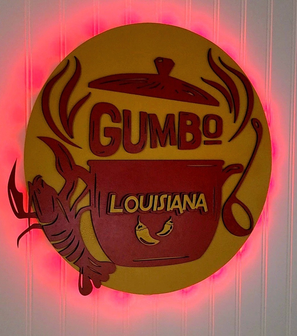 GUMBO Kitchen 3D LED Lighted Sign with remote