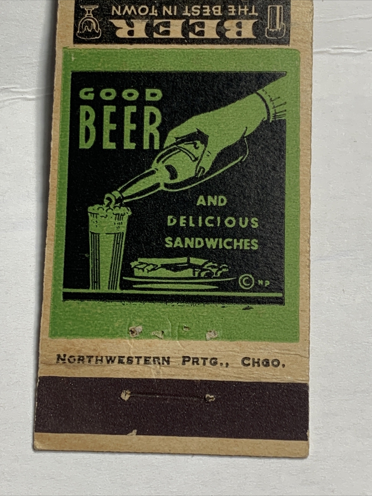 Cold Beer Matchbook Cover Seguin Texas Restaurant  Near San Antonio Art Deco