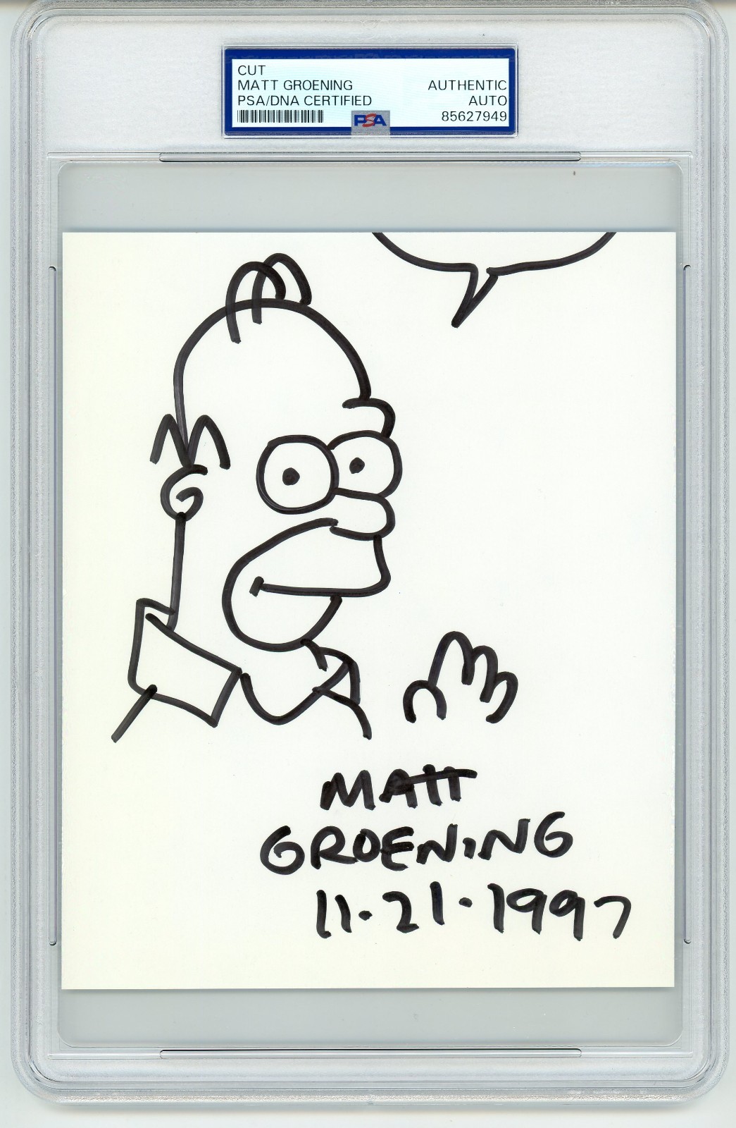Matt Groening ~ Signed Autographed 90\'s Drawing of Homer Simpson ~ PSA DNA Matt Groening ~ Signed Autographed 90\'s Drawing of Homer Simpson ~ PSA DNA