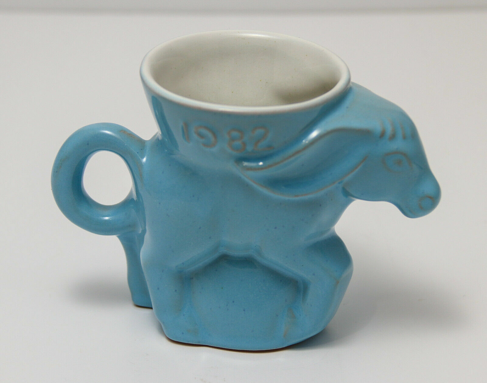 1982 Frankoma Democratic (DEM) Donkey Political Mug. Robin Egg Blue