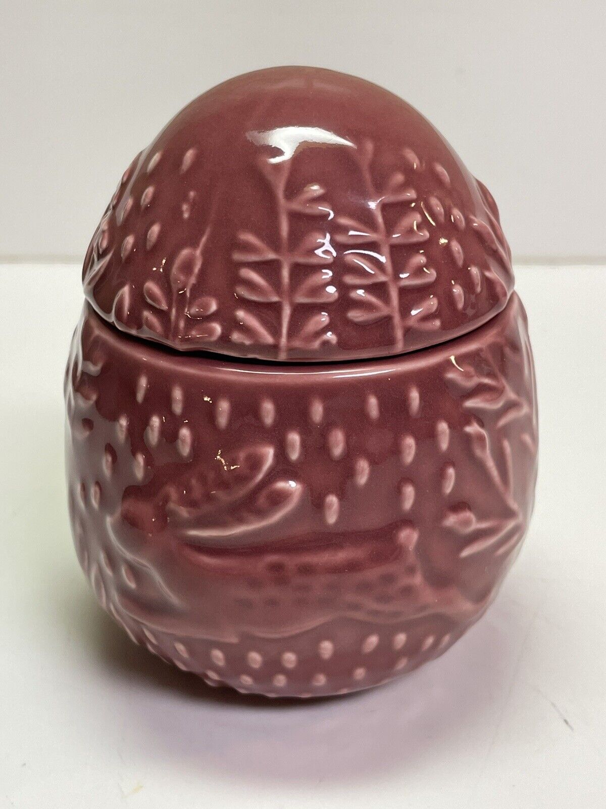 New Threshold Rose and Birch Pink Embossed Egg Candle