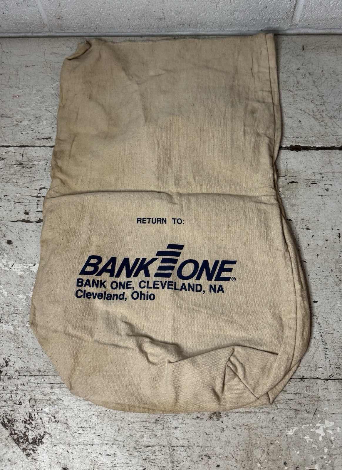 Vintage Bank One Cleveland Ohio Money Deposit Bag Large 21”x13”
