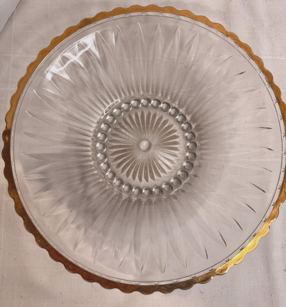 Antique Pressed Glass Bowl With Gold Trim EC NO CHIPS 