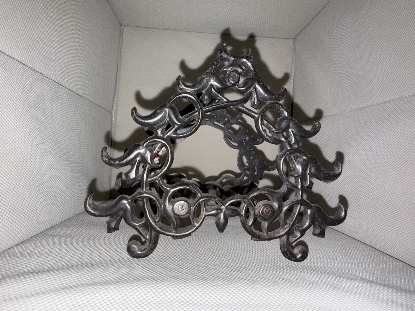Antique Victorian Cast Iron Desk Pen Rack Holder Stand Gothic Filigree Scroll