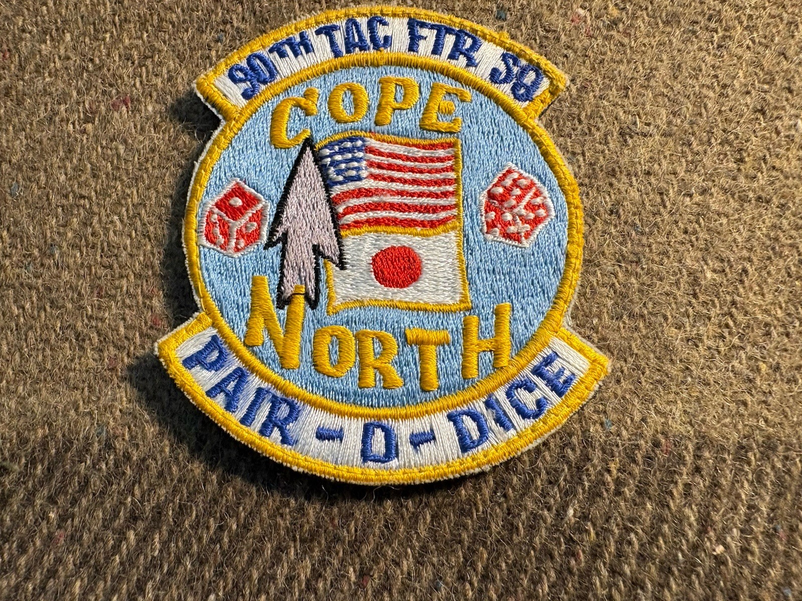 USAF Pilot Flight Suit Squadron Patch ~ 90th TFS ~ Cope North ~ on Hook Loop