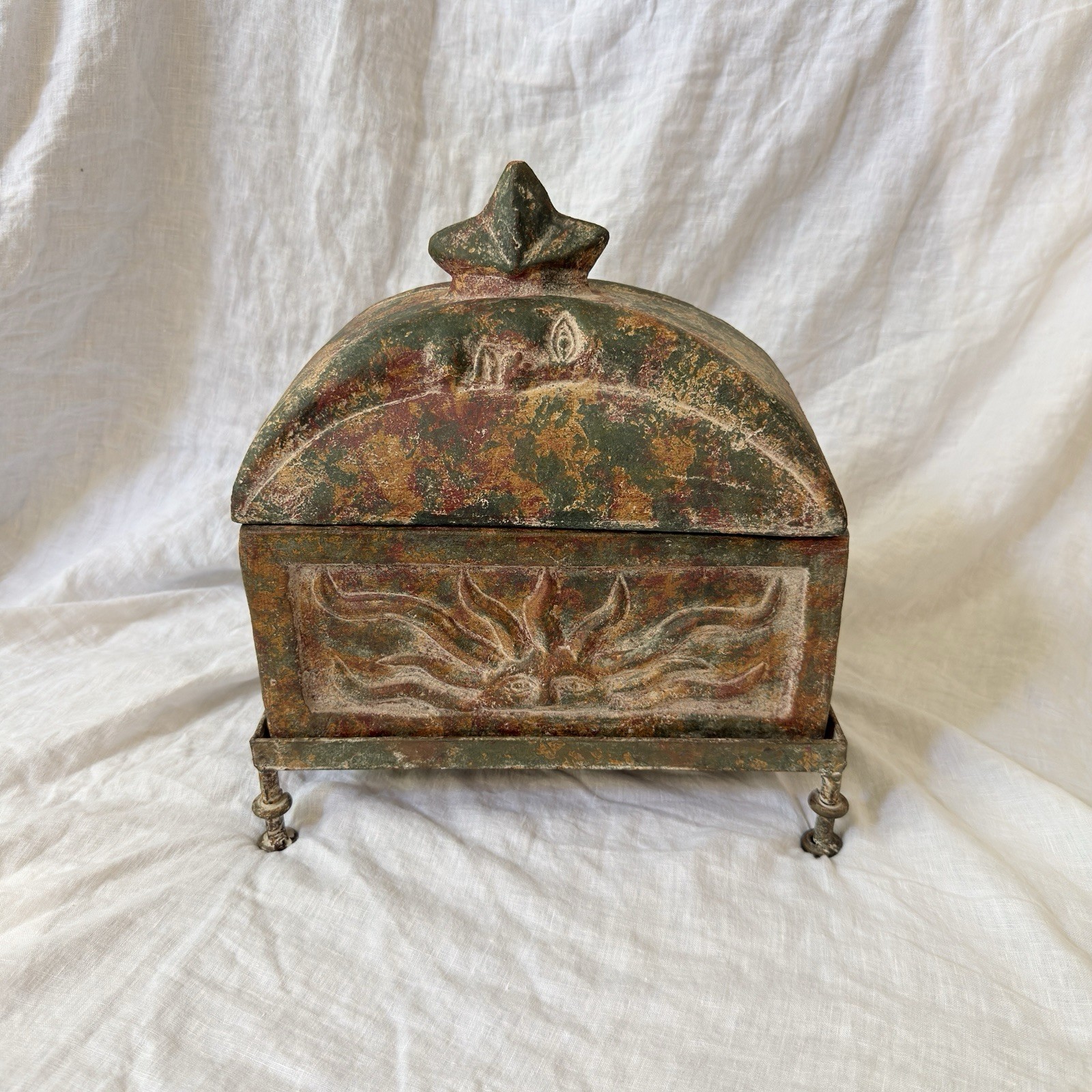 1800's Spanish Colonial Jewelry Box, Rare Terracotta Box/ANTIQUE