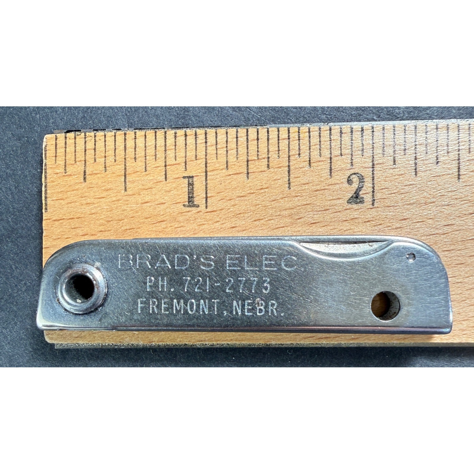 Brad\'s Elec Vintage Multi Tool Pocket Knife Silver Nebraska Advertising