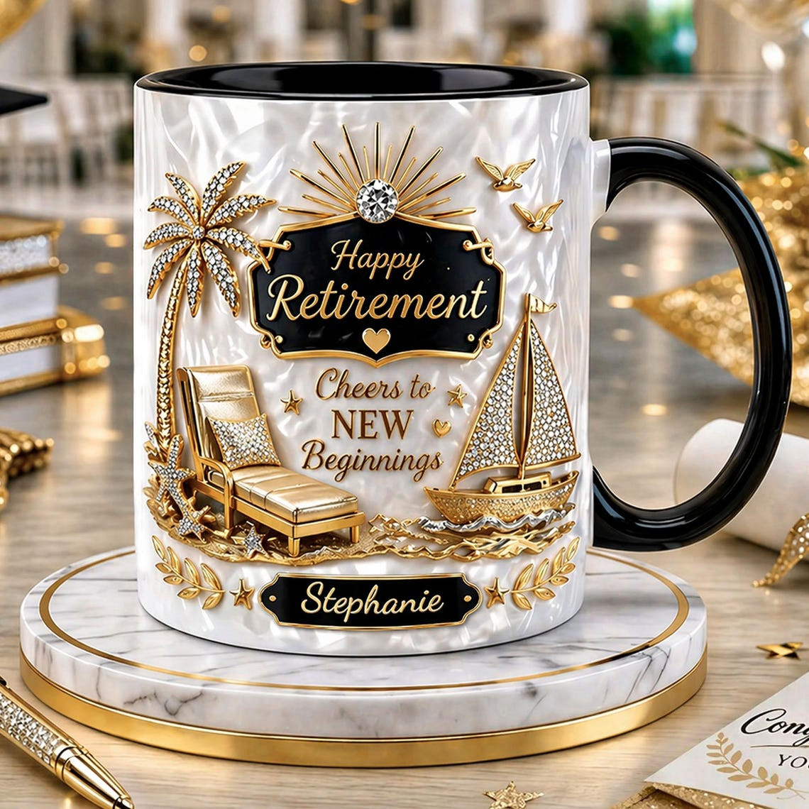 Personalized Happy Retirement New Beginnings 3D Effect Mug, Retired 2026 Gift