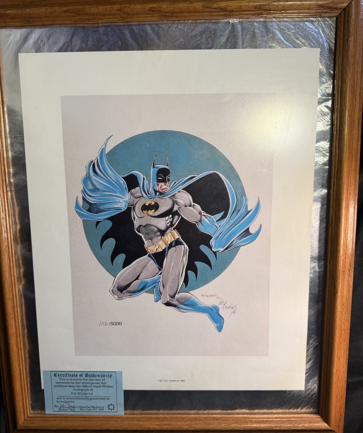Batman Pat Broderick Signed Limited Print 1116/5000 Framed COA DC Comics 1990