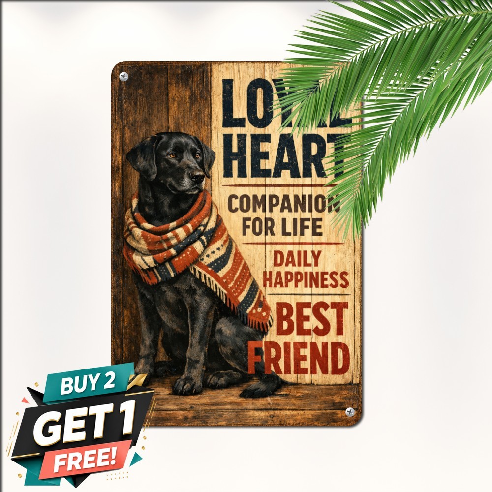 American Black Lab Dog Friend Tin Sign Sweet Pet Lover Bedroom Wall Plaque