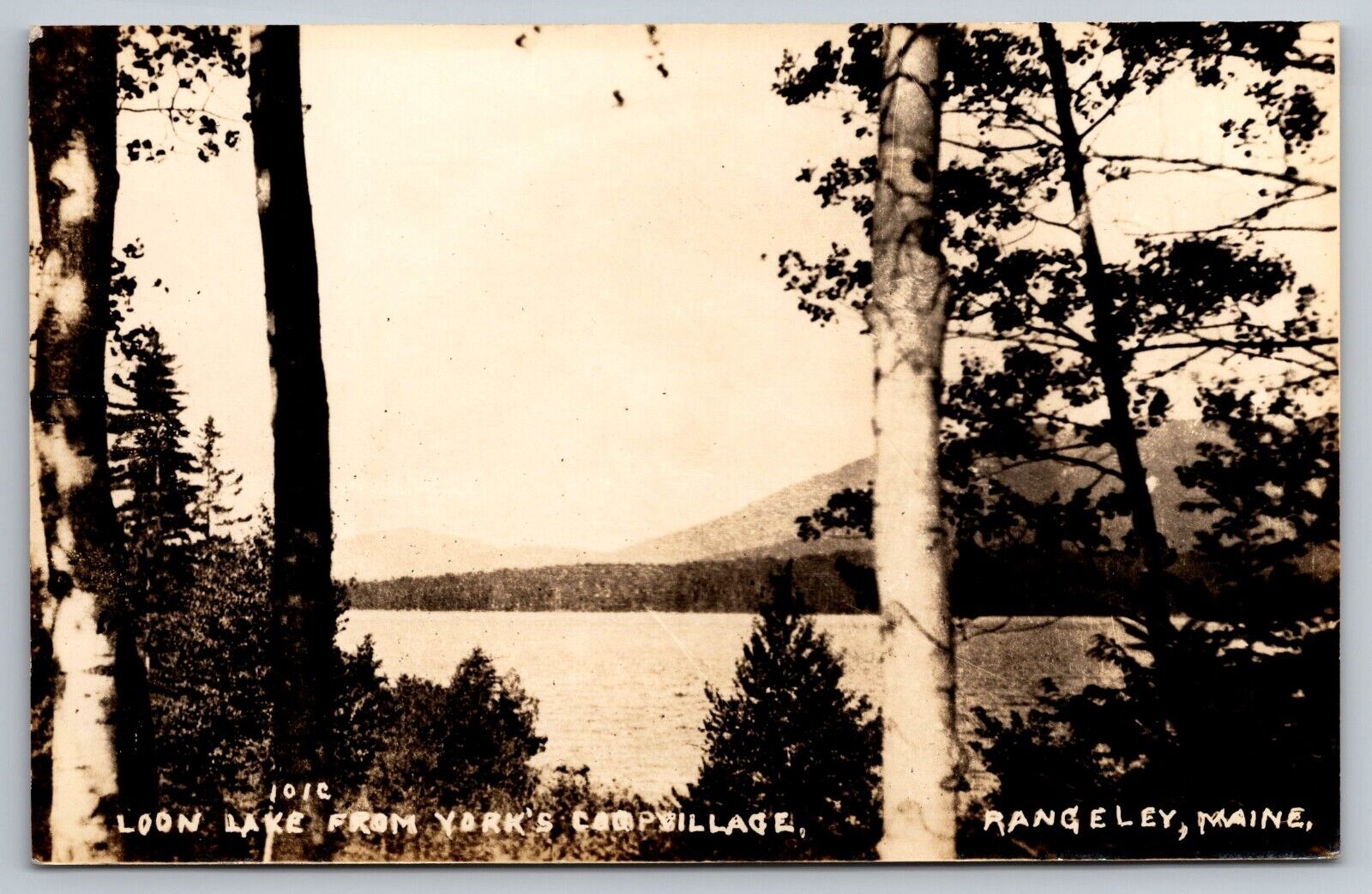 Loon Lake From Yorks Camp Village. Rangeley Maine Real Photo Postcard. RPPC
