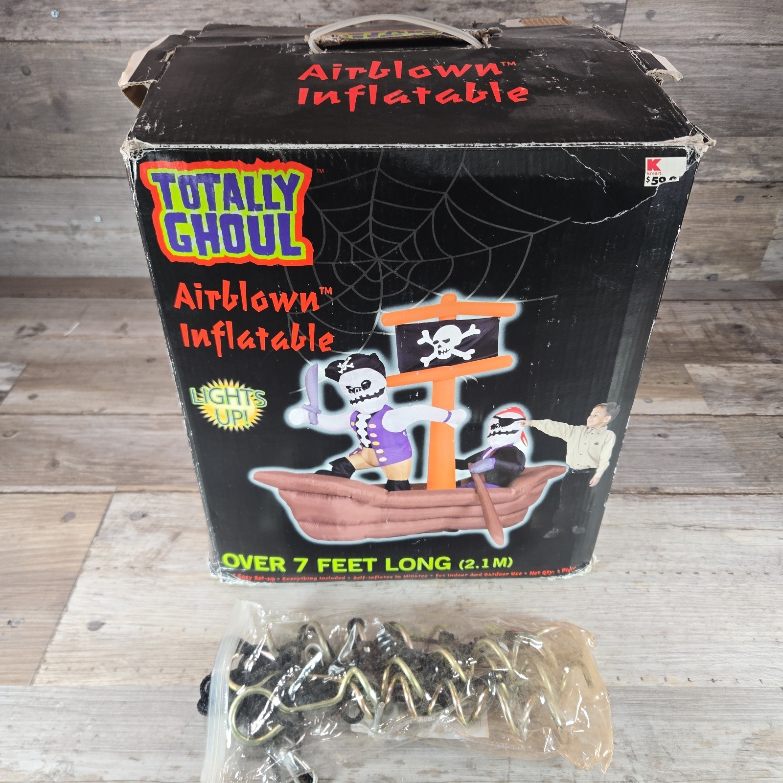 Totally Ghoul 7 Ft Pirate Ship Airblown Inflatable Halloween Lights Up