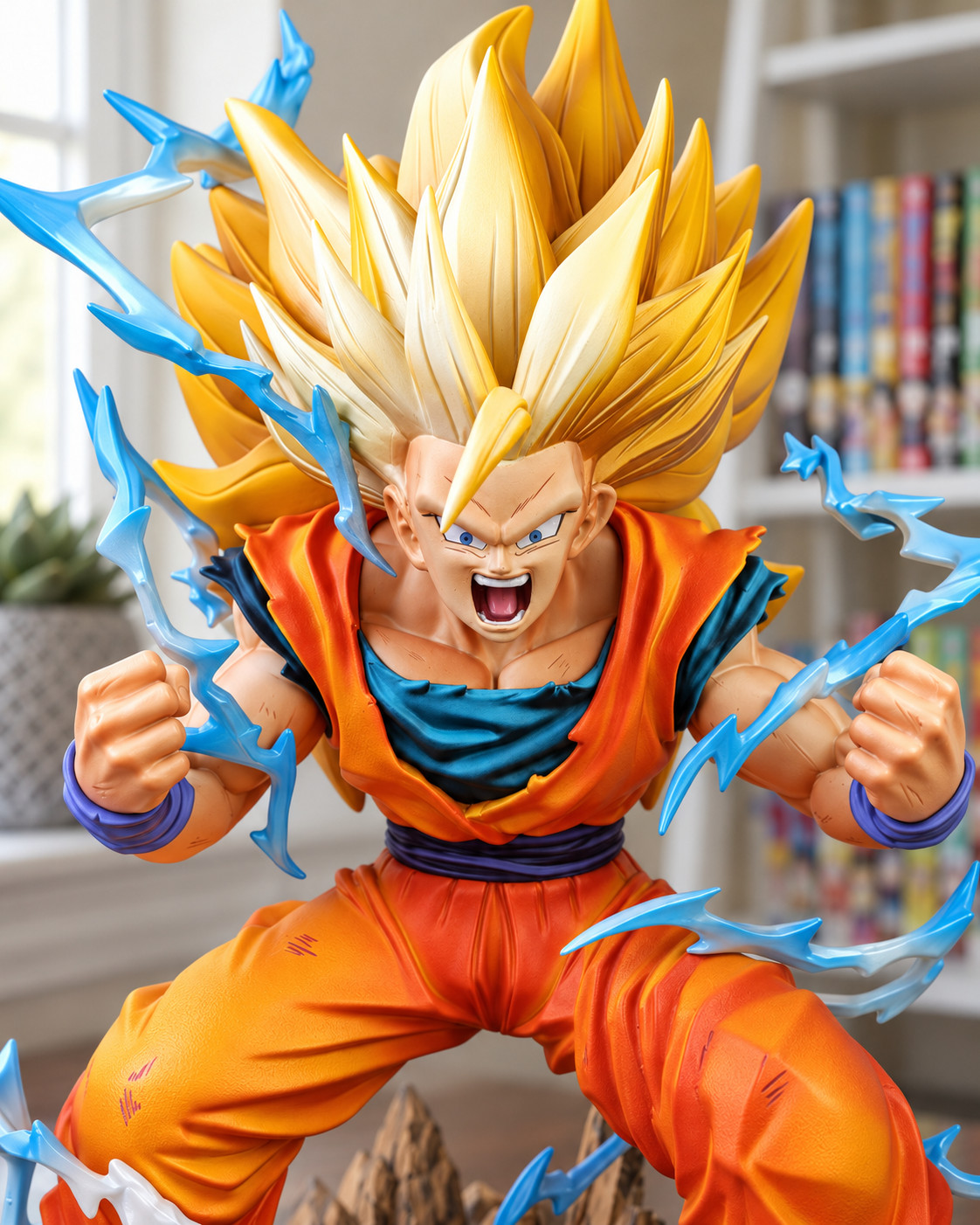 Dragon Ball Z Super Saiyan 3 Goku Figure 30cm 11.8in Lightning Anime Statue Gift Dragon Ball Z Super Saiyan 3 Goku Figure 30cm 11.8in Lightning Anime Statue Gift