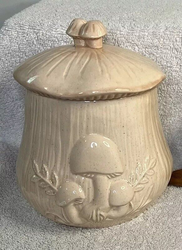 Vintage Ceramic Mushroom Canister Home Decor Arnel’s Hand Painted Made In USA