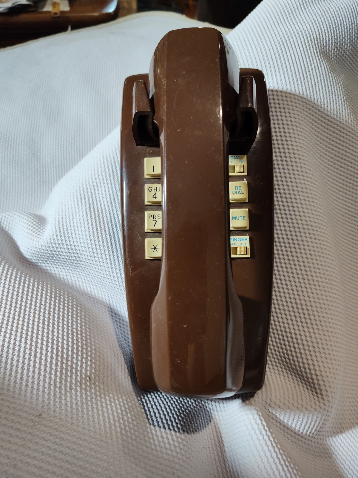 Vintage 1970s ITT Model 2554 Series BROWN Push Button Touch Tone Wall Telephone