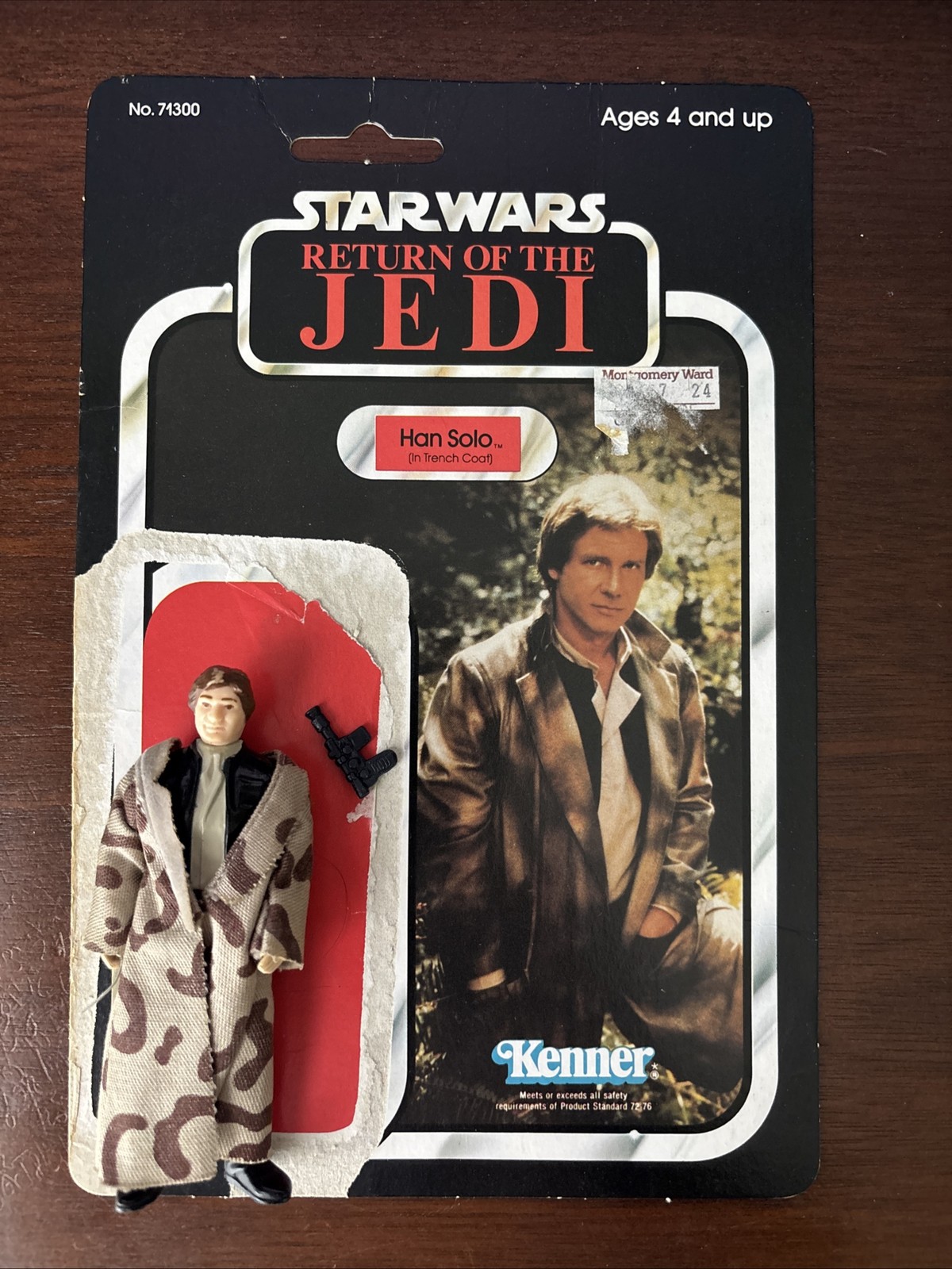 Vintage Star Wars Han Solo Endor Trench Coat Action Figure w/ Blaster & Card