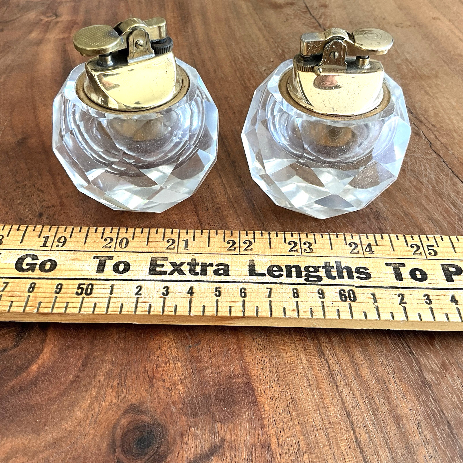 Vintage Clear Glass Tabletop  Lighters Dimensional Diamond Shape Made in Japan