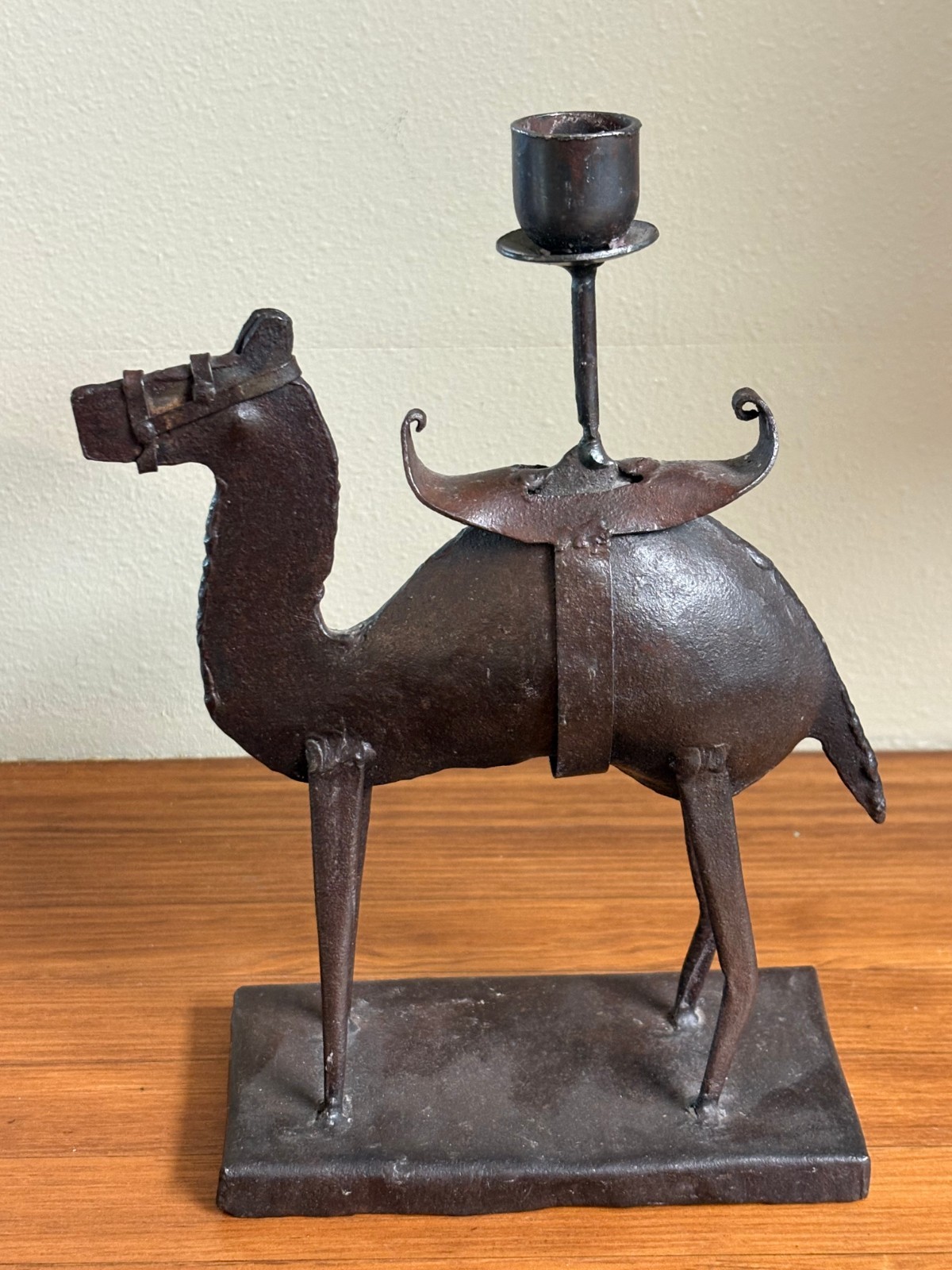 Vintage Handcrafted Metal Camel Candle Holder Folk Art