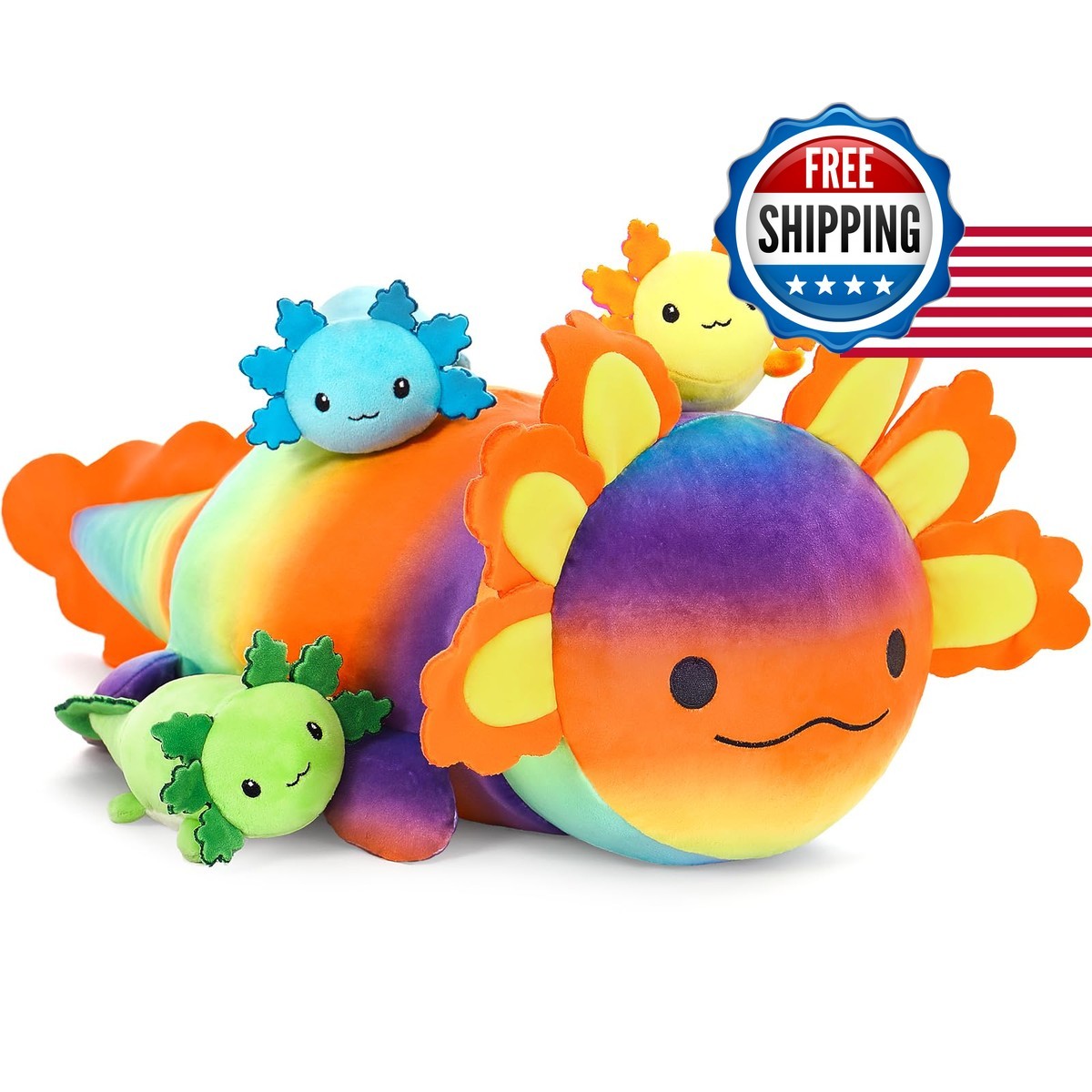 BENINY 4 Pcs Axolotl Stuffed Animal Set 24 Inch Mommy with 3 Babies