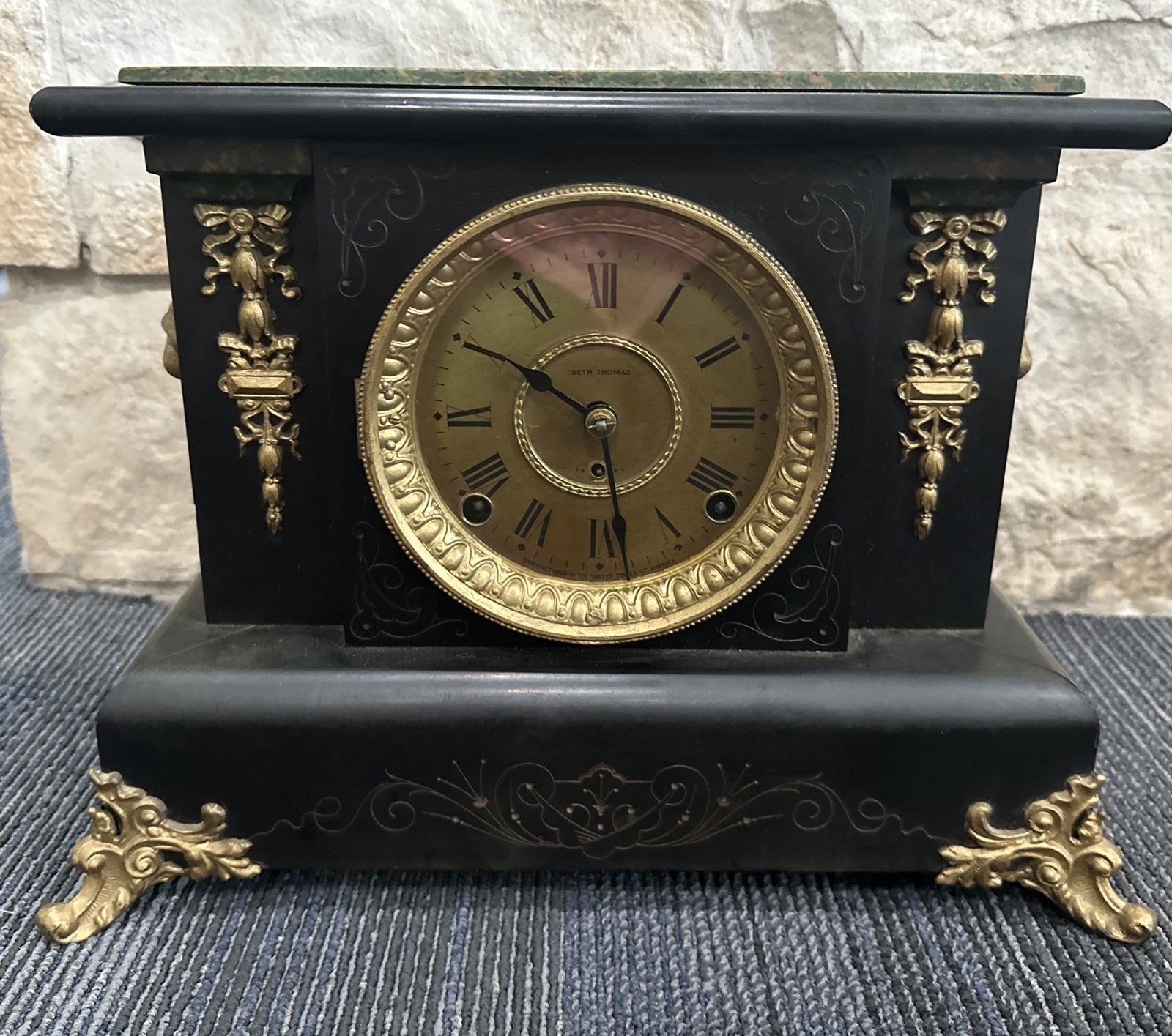 Antique Seth Thomas Adamantine Mantle Clock Mechanical Works