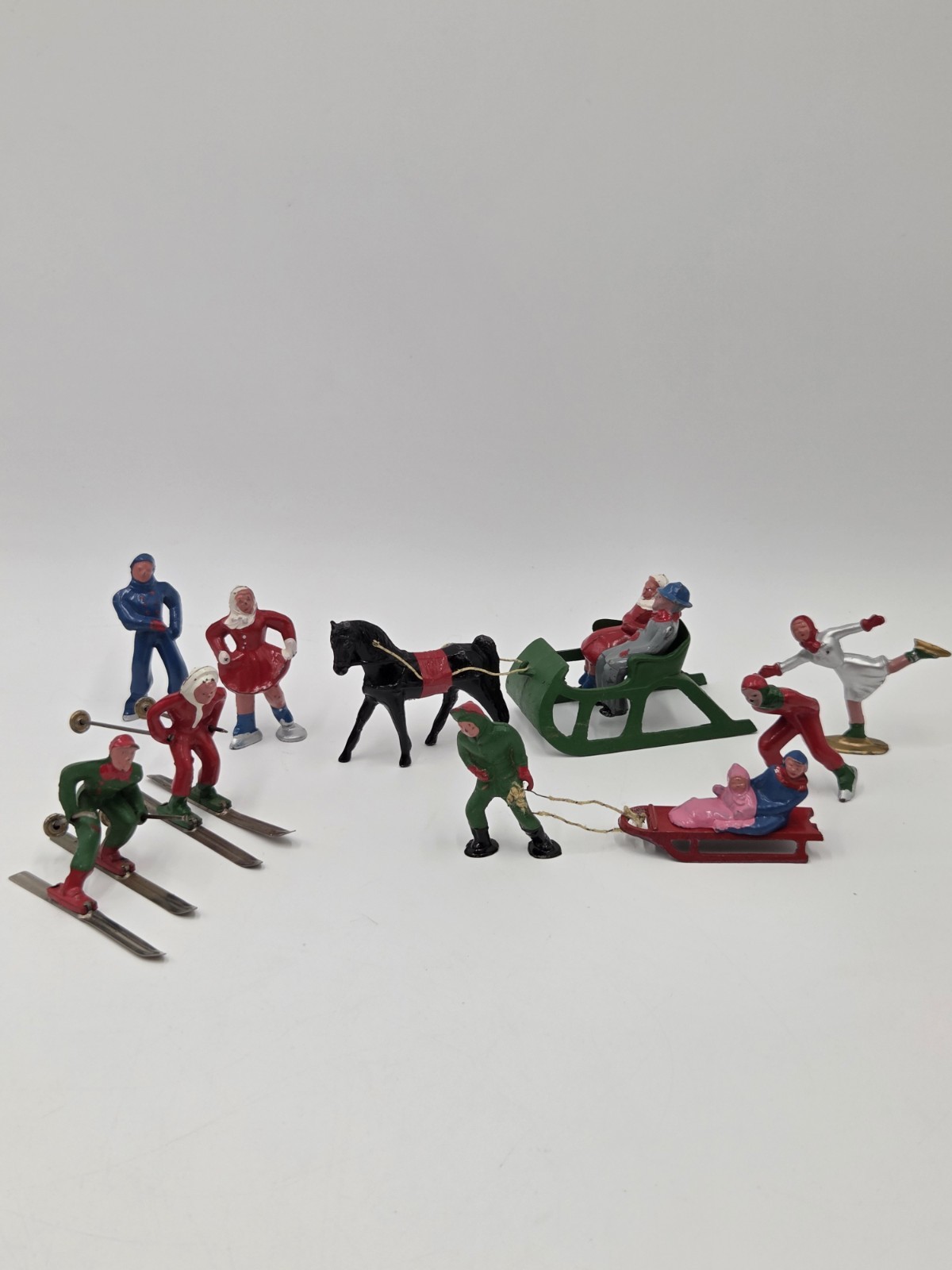 Vintage Lead Barclay Winter Village Figures Vintage Lead Barclay Winter Village Figures