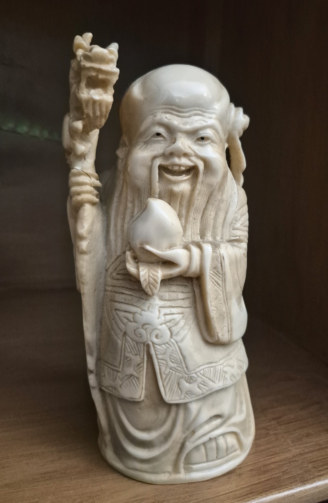 Vintage Asian Ivory Resin Figurine – Shou Lau (God of Longevity) Vintage Asian Ivory Resin Figurine – Shou Lau (God of Longevity)
