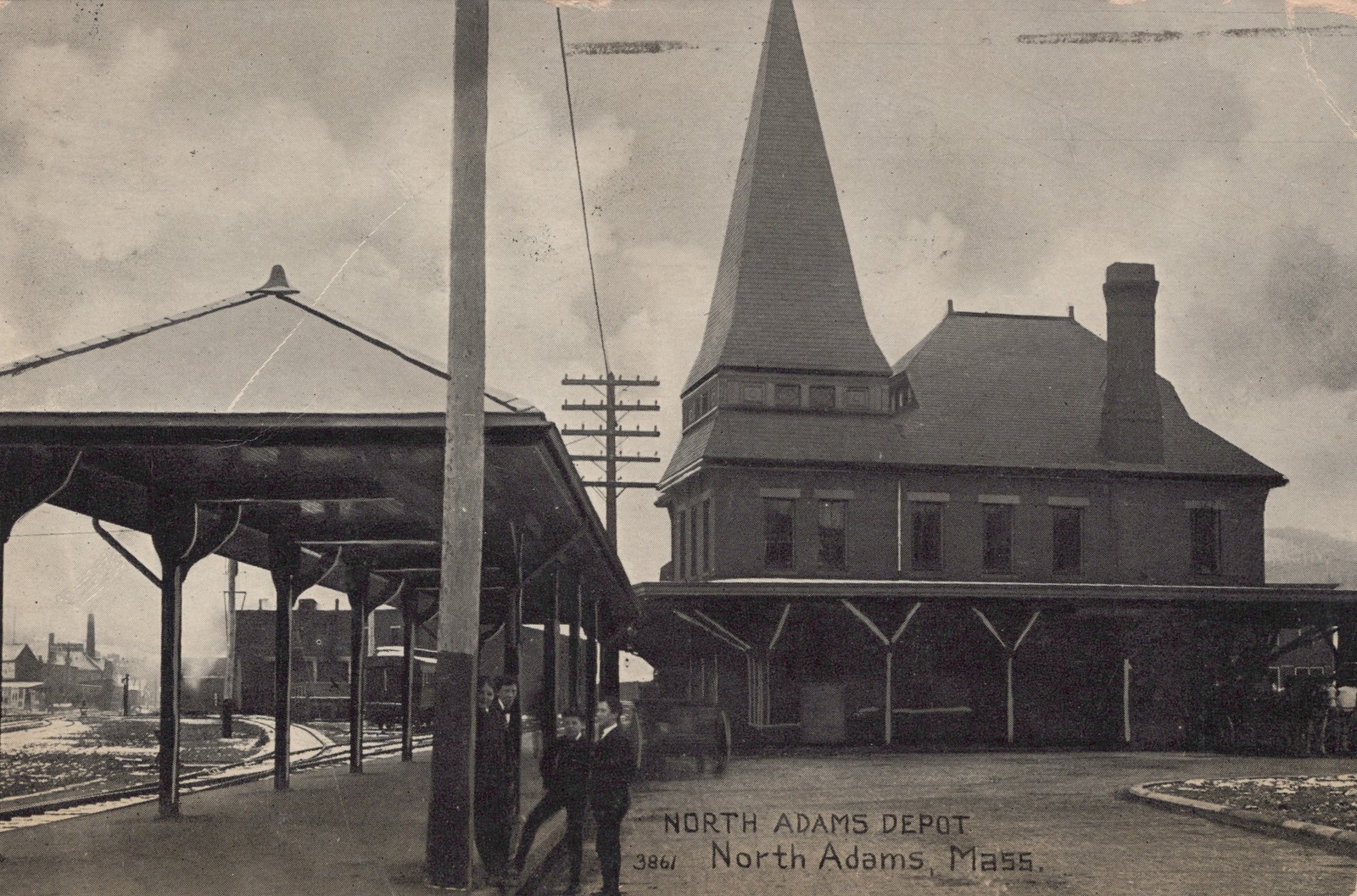 North Adams Depot Railroad Station Postcard 1907 North Adams Mass MA Train Depot North Adams Depot Railroad Station Postcard 1907 North Adams Mass MA Train Depot