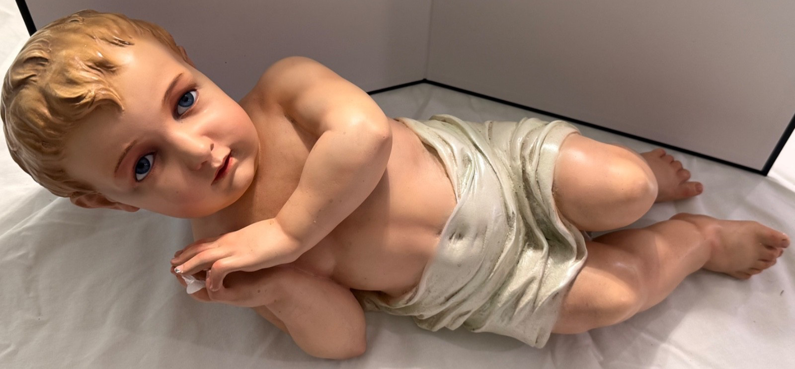 ~RARE ANTIQUE LIFE SIZE 1928 DAPRATO BABY JESUS W/ GLASS EYES 20 1/8\