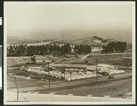 Panoramic exterior view of the Pacific Gypsum Tile Company May 192 - Old Photo