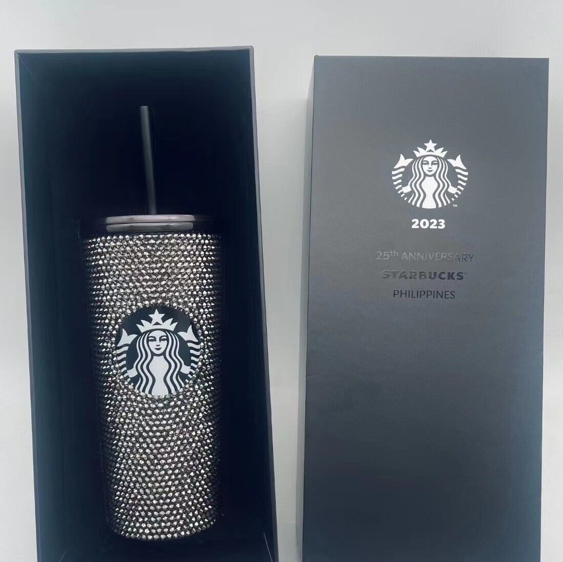 Starbucks 2023New PHILIPPINES SS Black Rhinestone Cold Cup Gift Box 16oz HOT