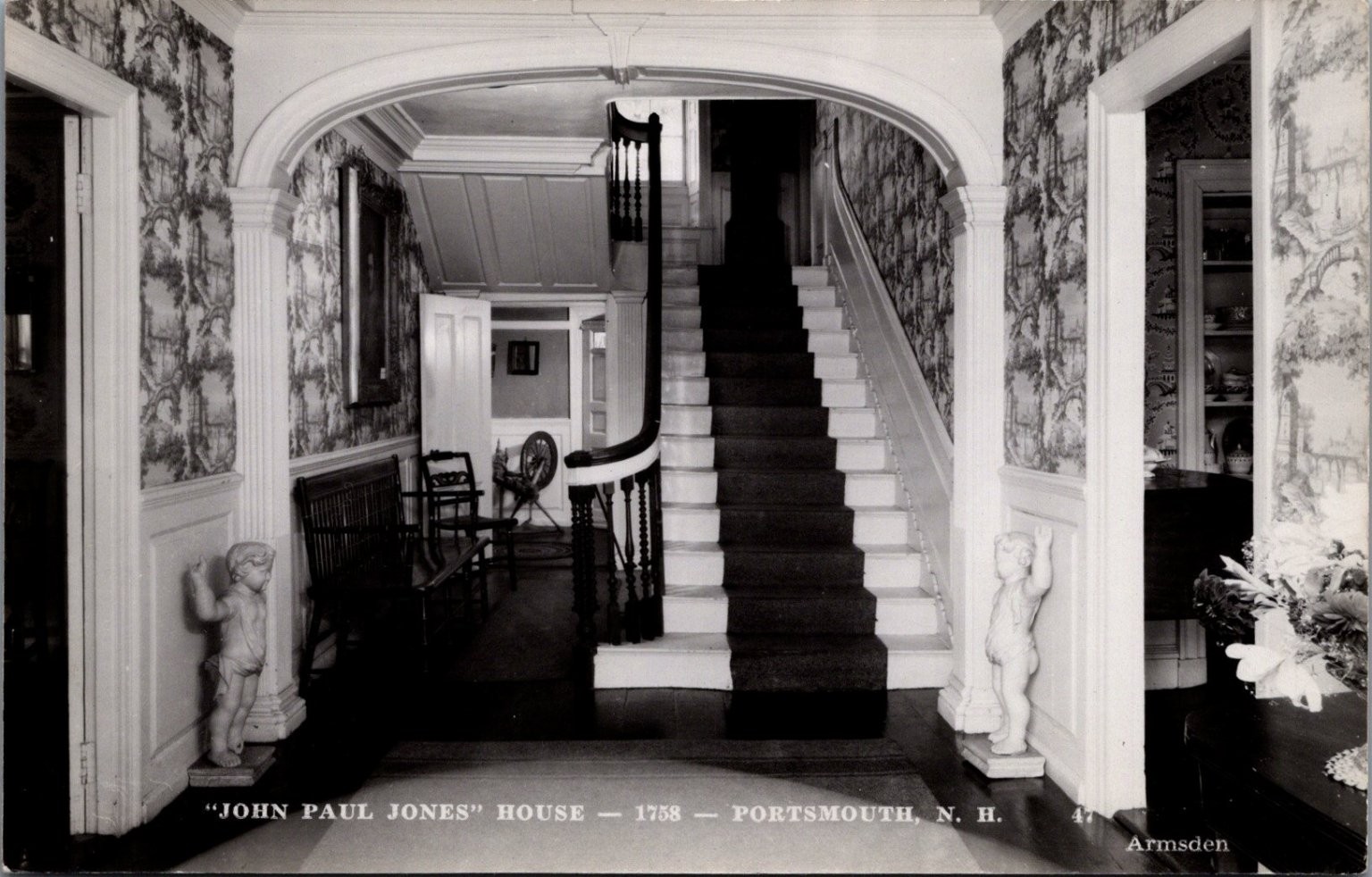 RPPC John Paul Jones House Portsmouth NH Interior Staircase 1758 Home