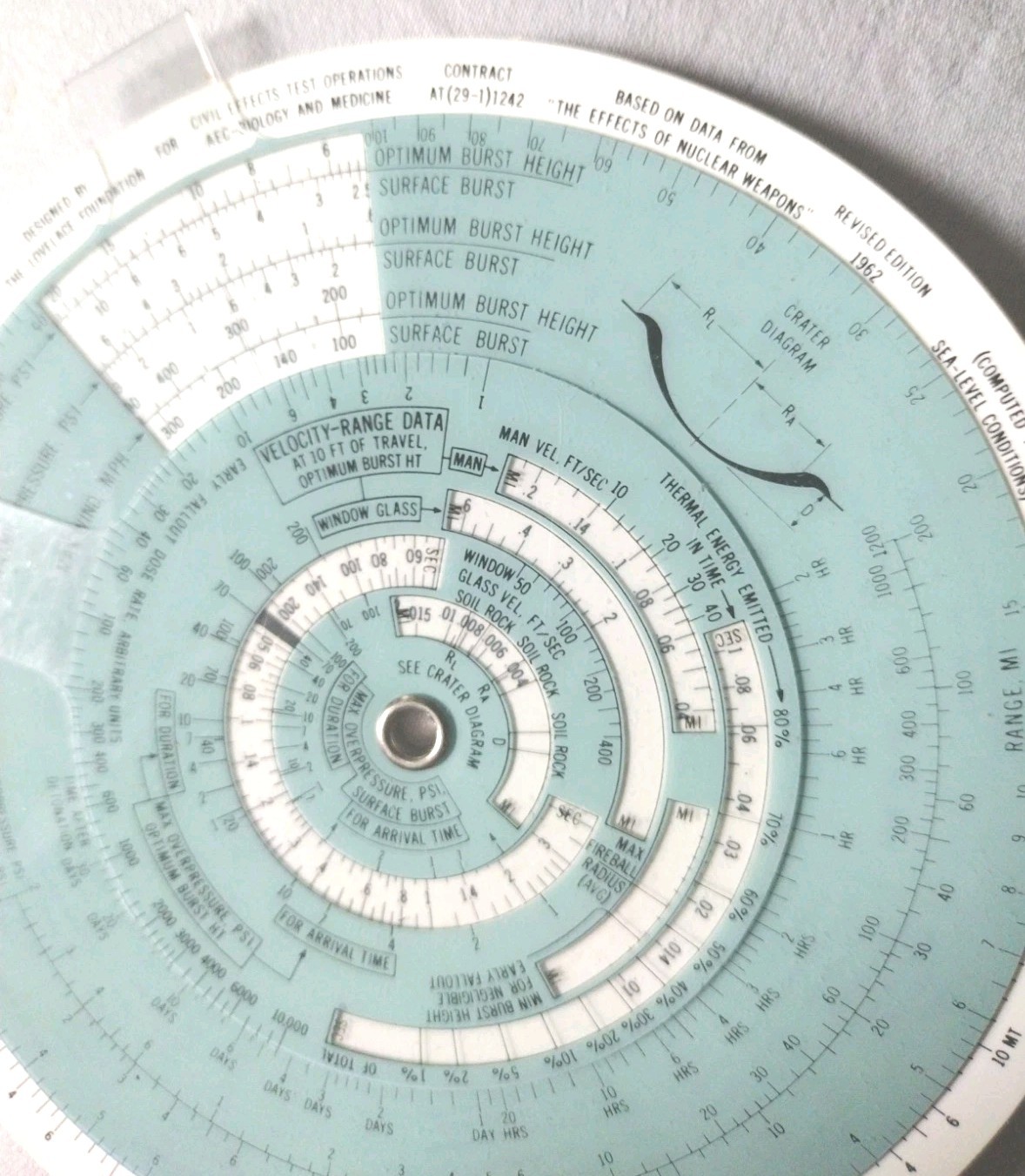 VINTAGE 1962 LOVELACE FOUNDATION NUCLEAR BOMB EFFECTS COMPUTER SLIDE RULE