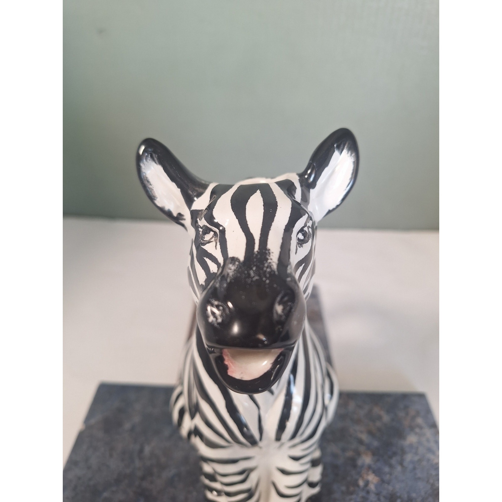 Vintage R.E.M.O Italy Ceramic Hand Painted Zebra Decanter Pitcher 1975