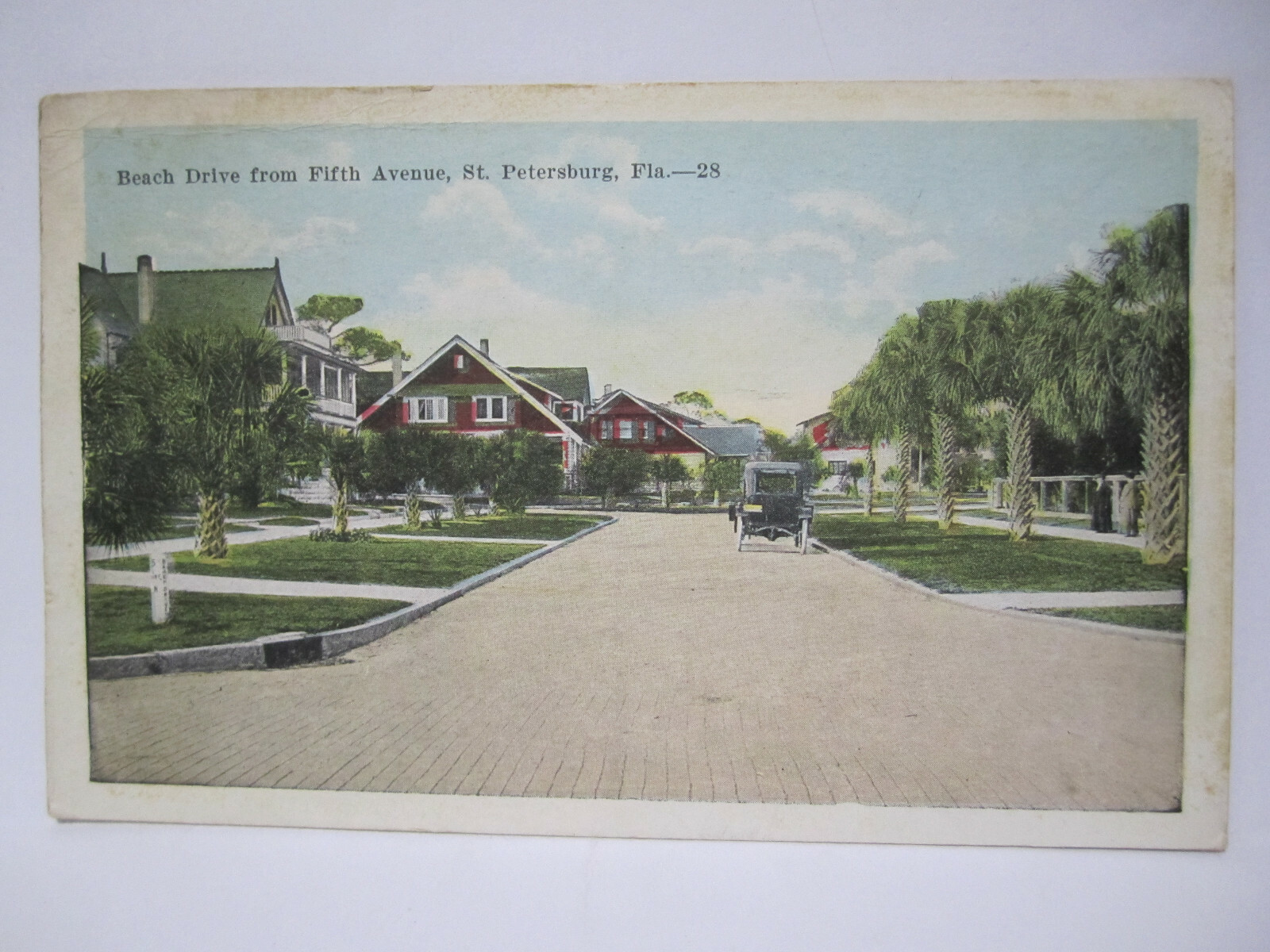 BEACH DRIVE FROM 5TH FIFTH AVENUE POSTCARD ST PETERSBURG FL FLORIDA 1923