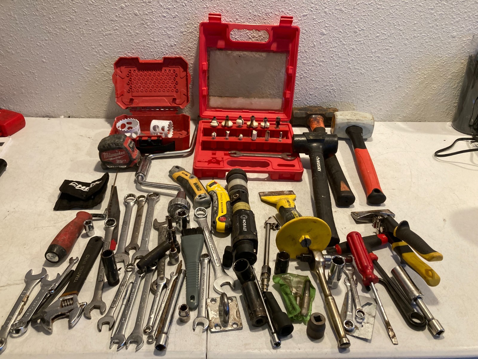 Massive Hand Tools Mechanics Tool Box Set Wrenches Hammers Ratchet Lot
