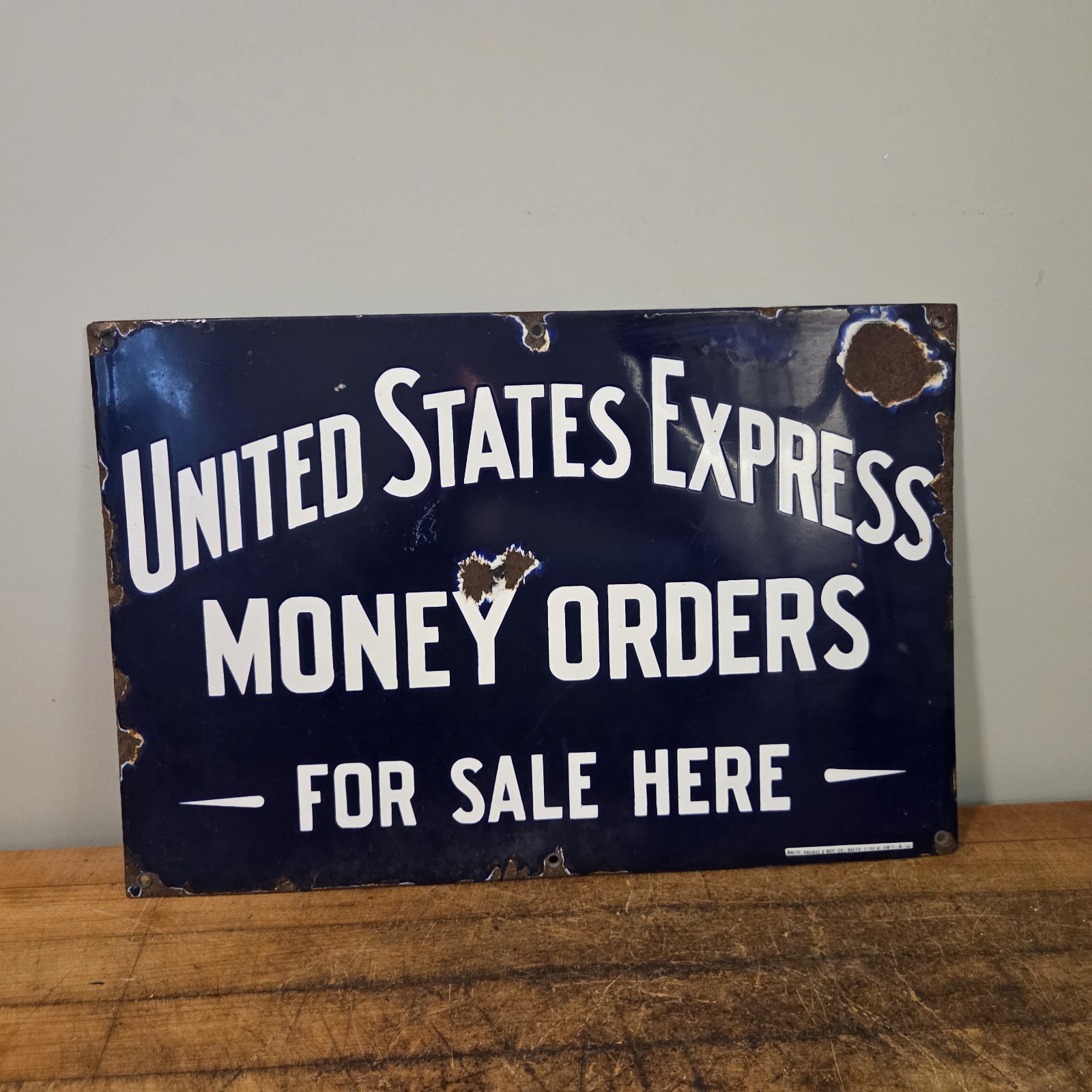 1930s Original SSP UNITED STATES EXPRESS MONEY ORDERS Advertising Porcelain Sign