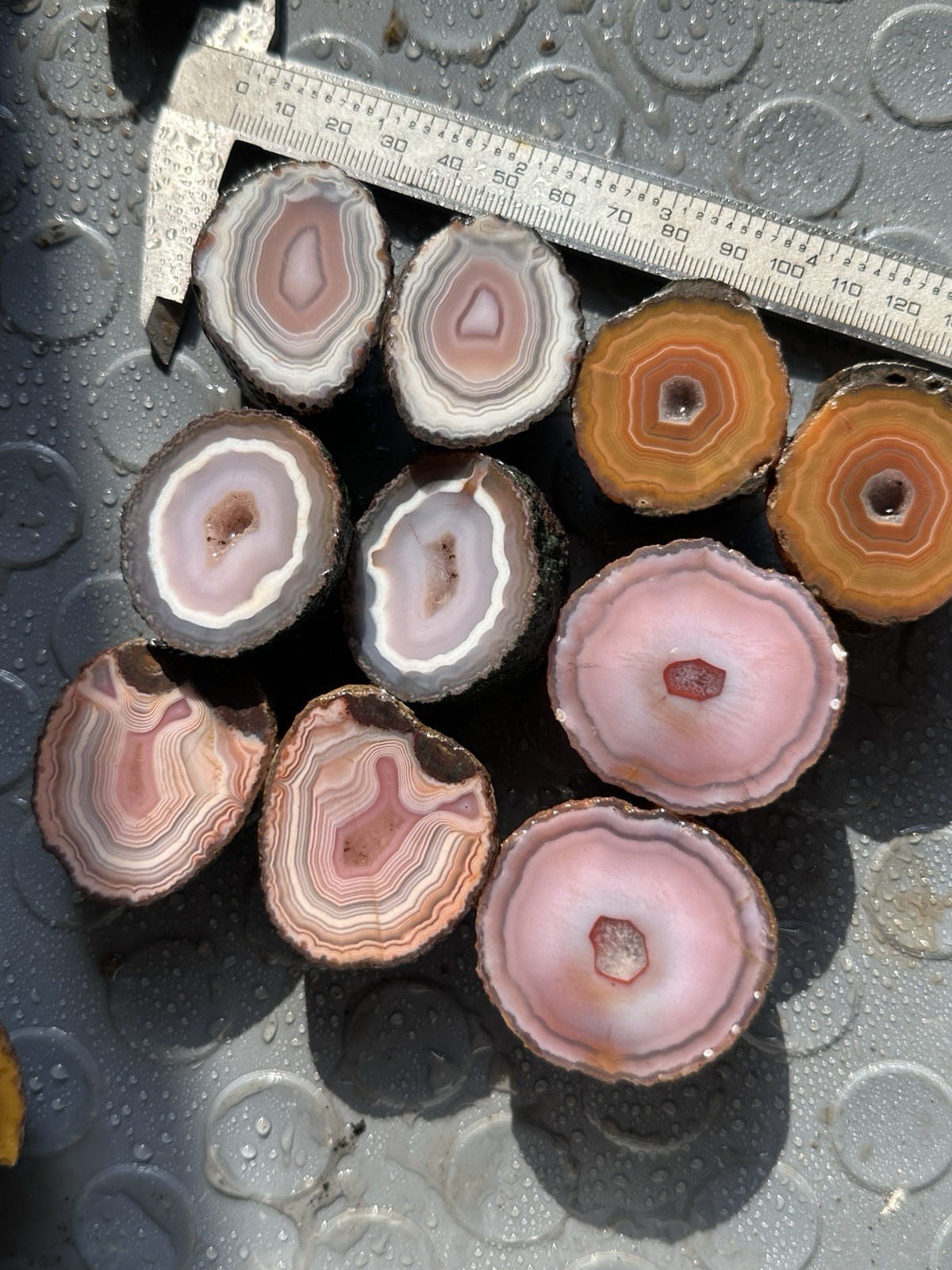 5Pair pink China Agate Hebei xuanhua natural Slices Crystal collectible
