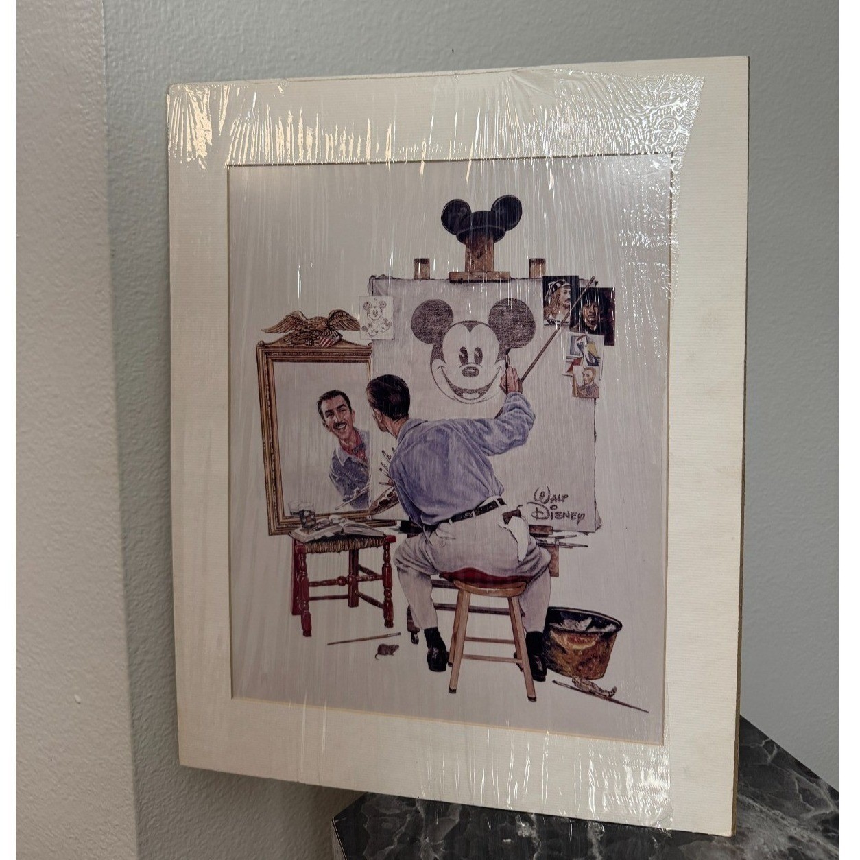 Vintage 1988 Charles Boyer Walt Disney Mickey Self Portrait Print Sealed