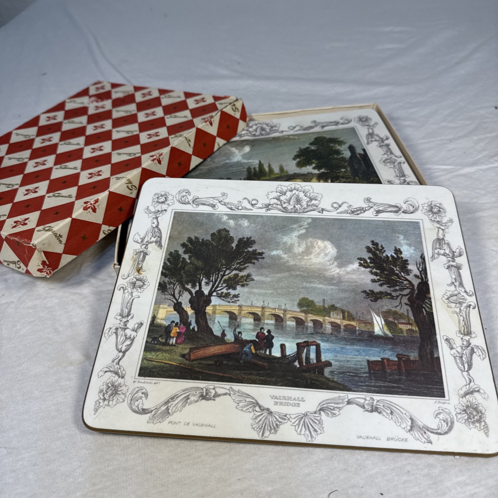 (4) Vintage London Thames River Views Table Placemats Set William Tombleson Art (4) Vintage London Thames River Views Table Placemats Set William Tombleson Art