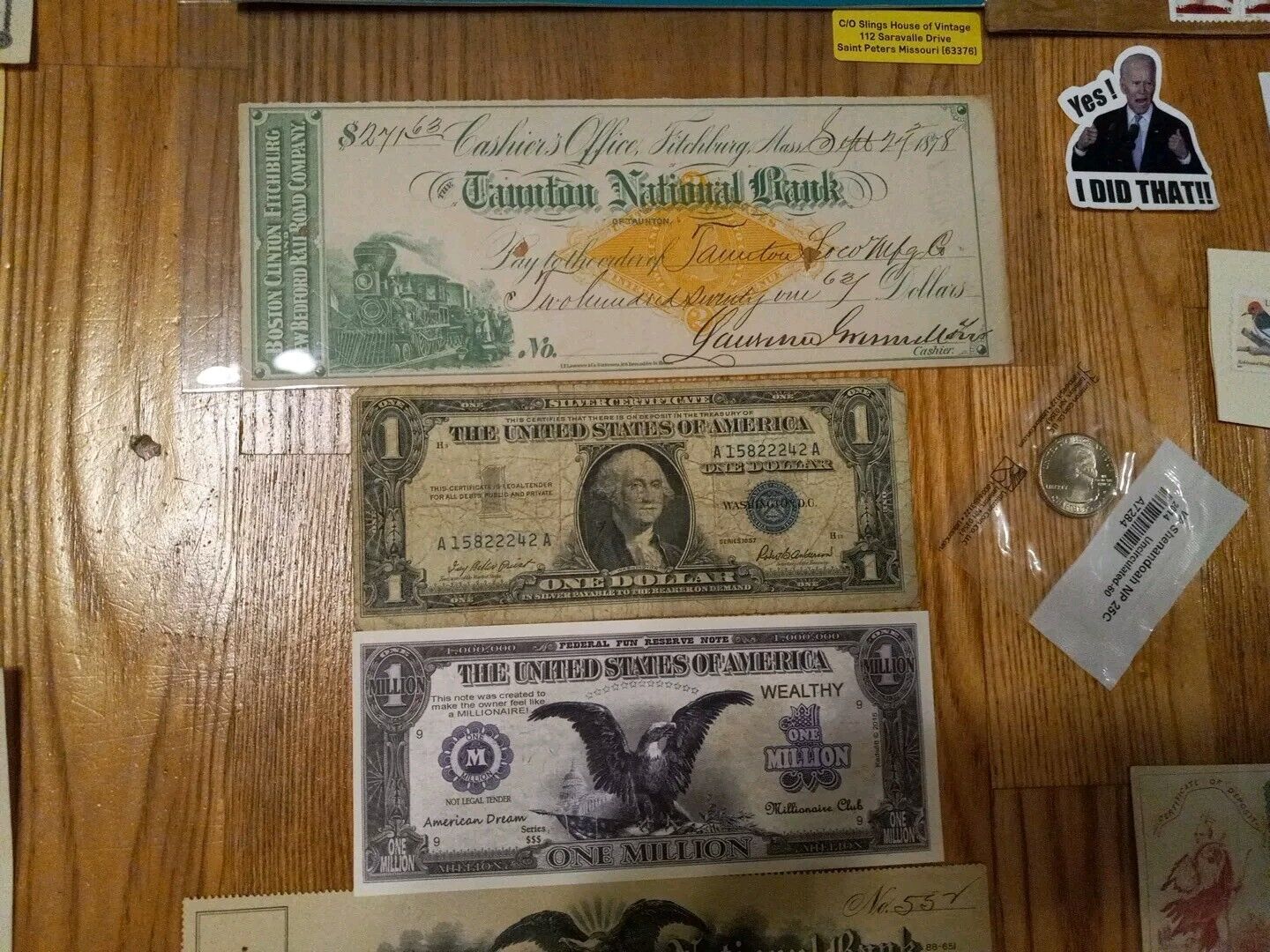 Vintage Ephemera Lot. checks 50+ Items Stocks Bank Checks Stamps Retails $125